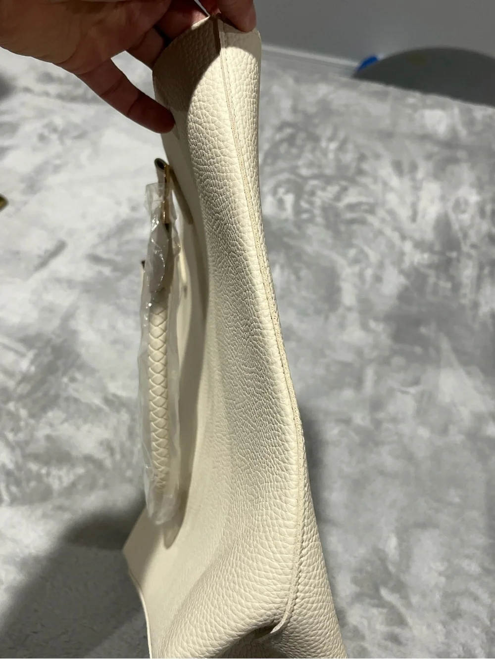 Ulta Beauty Classic Minimalist Cream Faux Leather Work Tote Bag NWT